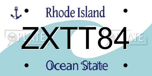 ZXTT84 Rhode Island License Plate
