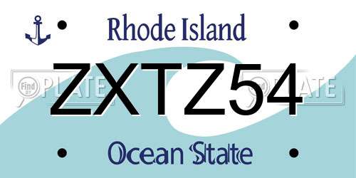 ZXTZ54 Rhode Island License Plate