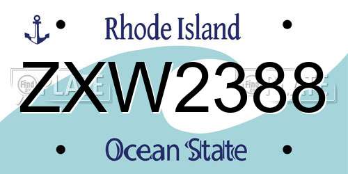 ZXW2388 Rhode Island License Plate