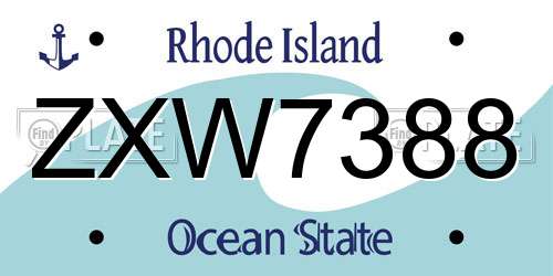 ZXW7388 Rhode Island License Plate