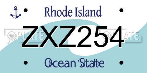 ZXZ254 Rhode Island License Plate