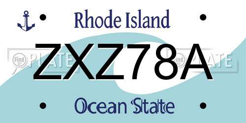 ZXZ78A Rhode Island License Plate