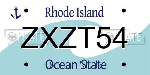 ZXZT54 Rhode Island License Plate
