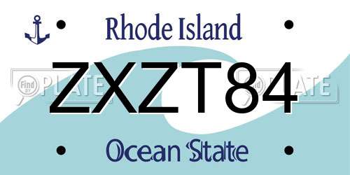 ZXZT84 Rhode Island License Plate
