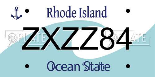ZXZZ84 Rhode Island License Plate