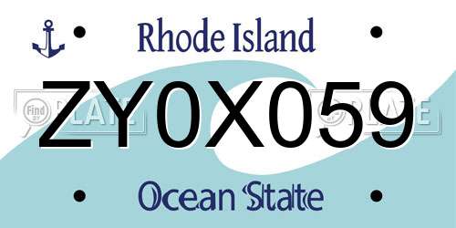 ZY0X059 Rhode Island License Plate