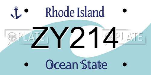 ZY214 Rhode Island License Plate