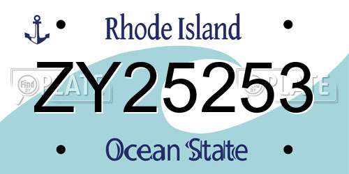 ZY25253 Rhode Island License Plate