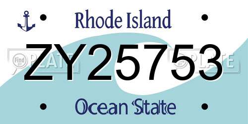 ZY25753 Rhode Island License Plate