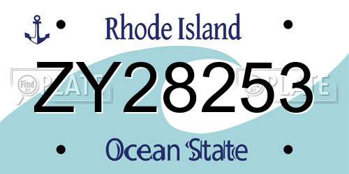 ZY28253 Rhode Island License Plate