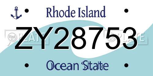 ZY28753 Rhode Island License Plate