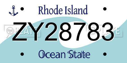 ZY28783 Rhode Island License Plate