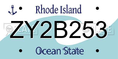 ZY2B253 Rhode Island License Plate