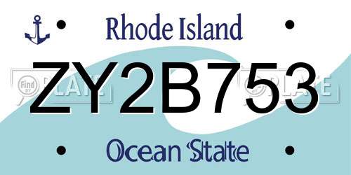 ZY2B753 Rhode Island License Plate