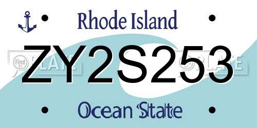 ZY2S253 Rhode Island License Plate