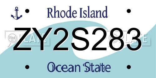 ZY2S283 Rhode Island License Plate