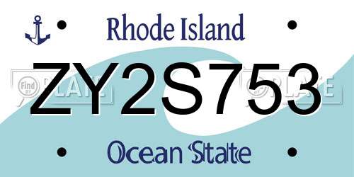 ZY2S753 Rhode Island License Plate