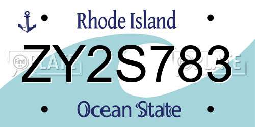 ZY2S783 Rhode Island License Plate