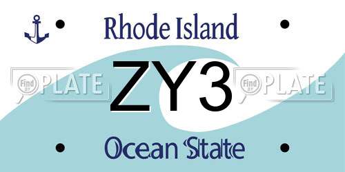 ZY3 Rhode Island License Plate