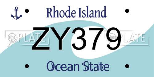 ZY379 Rhode Island License Plate