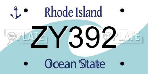 ZY392 Rhode Island License Plate