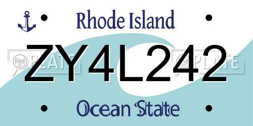 ZY4L242 Rhode Island License Plate