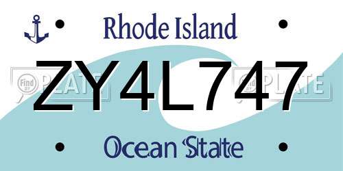 ZY4L747 Rhode Island License Plate