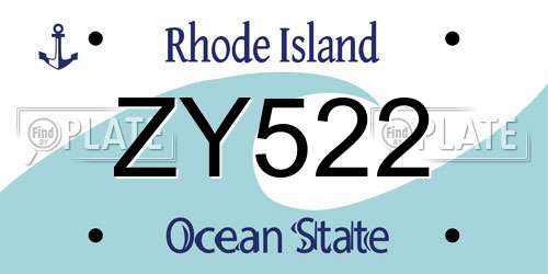 ZY522 Rhode Island License Plate