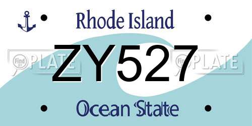 ZY527 Rhode Island License Plate