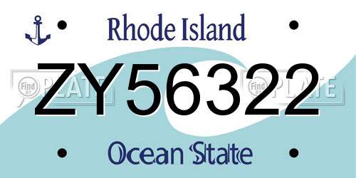 ZY56322 Rhode Island License Plate