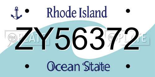 ZY56372 Rhode Island License Plate