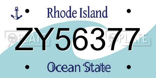 ZY56377 Rhode Island License Plate
