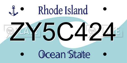 ZY5C424 Rhode Island License Plate