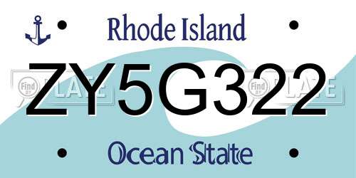 ZY5G322 Rhode Island License Plate