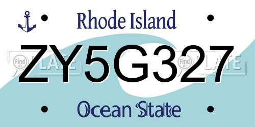 ZY5G327 Rhode Island License Plate