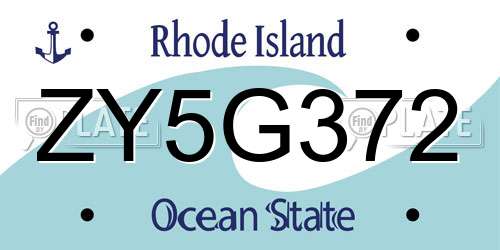 ZY5G372 Rhode Island License Plate