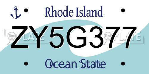 ZY5G377 Rhode Island License Plate