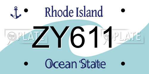 ZY611 Rhode Island License Plate