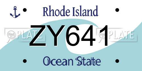 ZY641 Rhode Island License Plate