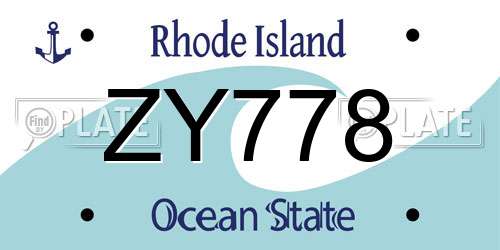 ZY778 Rhode Island License Plate