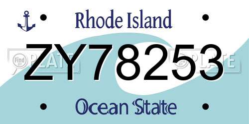 ZY78253 Rhode Island License Plate