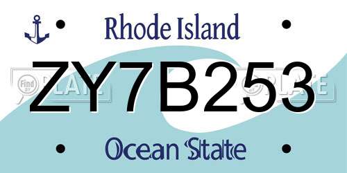 ZY7B253 Rhode Island License Plate