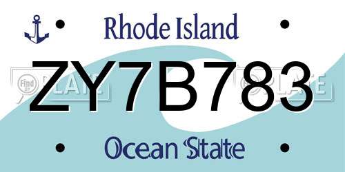 ZY7B783 Rhode Island License Plate