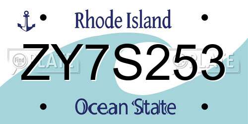 ZY7S253 Rhode Island License Plate