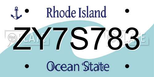 ZY7S783 Rhode Island License Plate