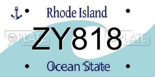 ZY818 Rhode Island License Plate