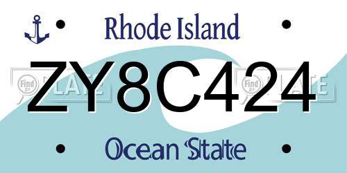 ZY8C424 Rhode Island License Plate