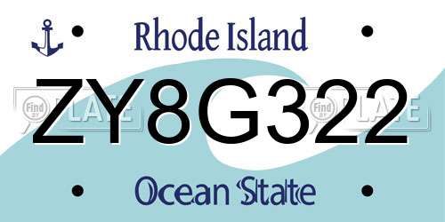 ZY8G322 Rhode Island License Plate