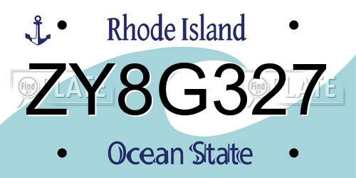 ZY8G327 Rhode Island License Plate