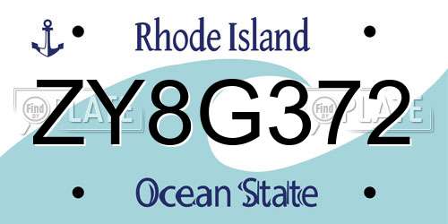 ZY8G372 Rhode Island License Plate